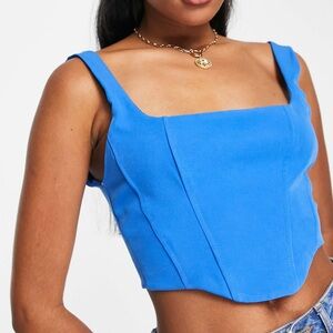 Stradivarius Blue Tailored Corset Top